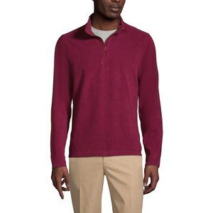 Land's End Men's Fleece Quarter Zip Pullover - Cranberry - Large
